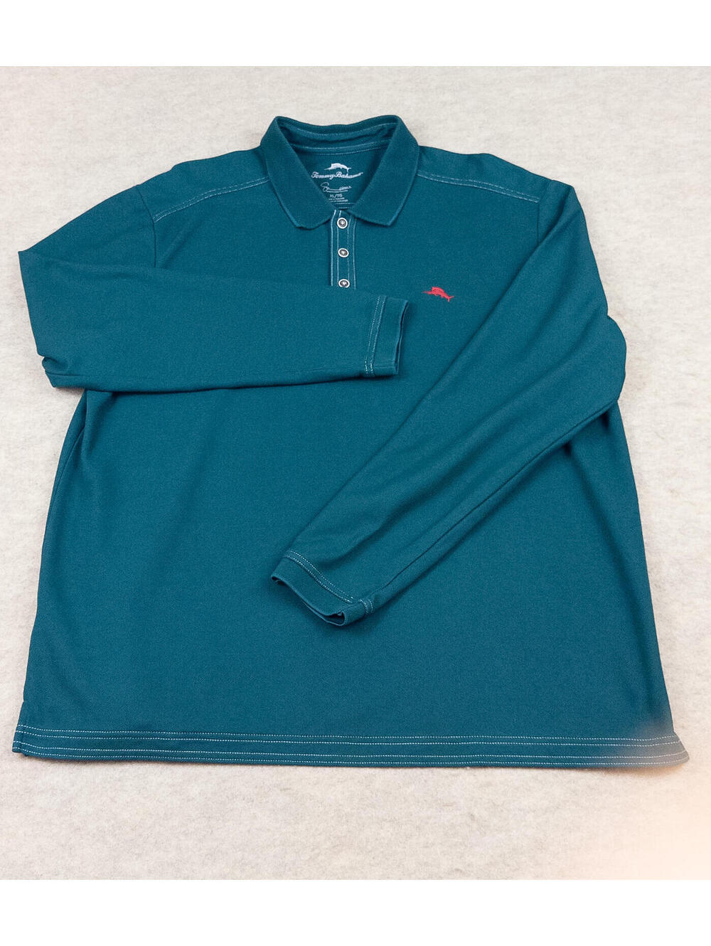 Tommy Bahama Men's XL Teal Long Sleeve Polo Shirt